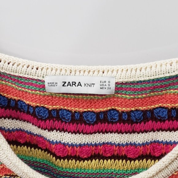 Zara Knit Tassel Multicolored / Rainbow Crop Tank - Picture 3 of 5